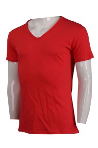 T896 訂做淨色V領T恤 T恤供應商    紅色  低胸t恤  好看 t 恤 不透白 t  素面 t 恤 批發